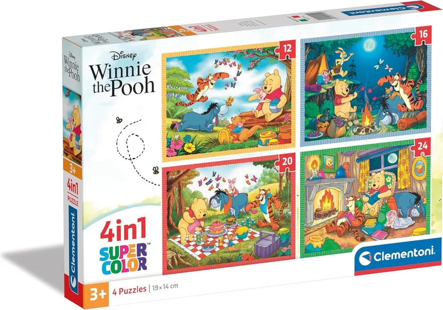 CLEMENTONI Puzzle Medvídek Pú 4v1 (12+16+20+24 dílků)