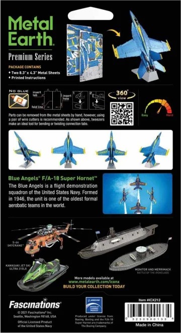 METAL EARTH 3D puzzle F/A-18 Super Hornet - Blue Angels (ICONX)
