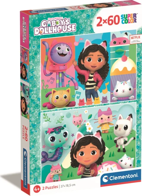CLEMENTONI Puzzle Gábinin kouzelný domek 2x60 dílků