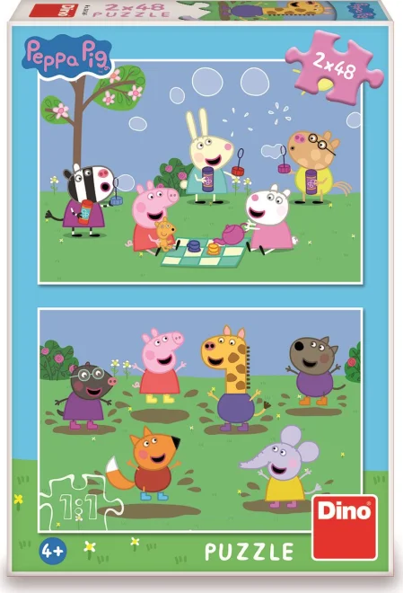 DINO Puzzle Prasátko Peppa a kamarádi 2x48 dílků