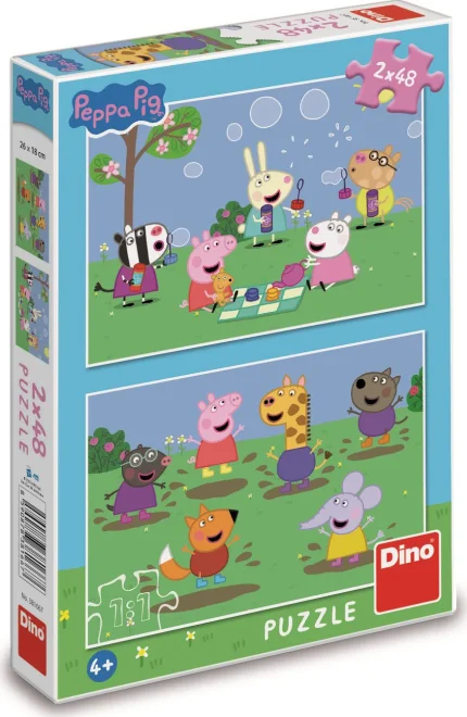 DINO Puzzle Prasátko Peppa a kamarádi 2x48 dílků