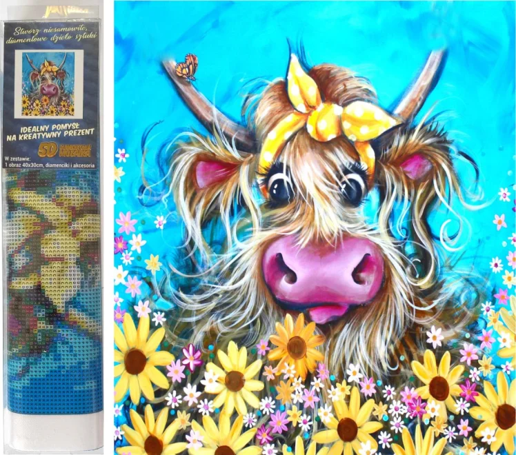 NORIMPEX Diamantové malování Kráva s mašlí 40x30cm