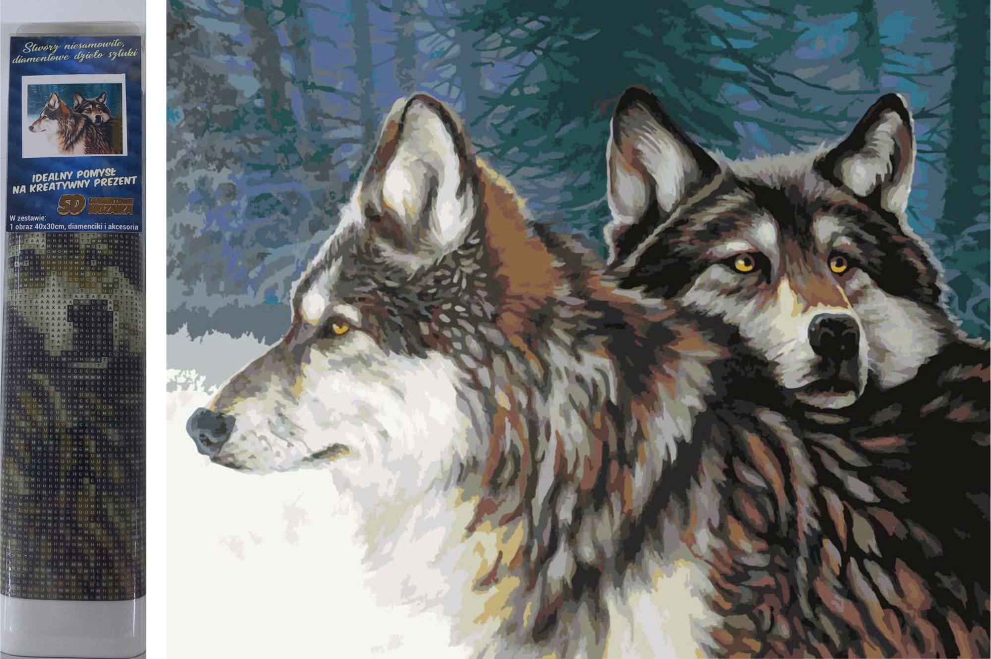 NORIMPEX Diamantové malování Vlci v zimě 40x30cm