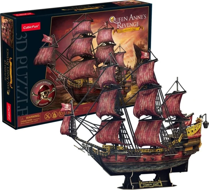 CUBICFUN 3D puzzle Plachetnice Queen Anne's Revenge 391 dílků (Red Edition)
