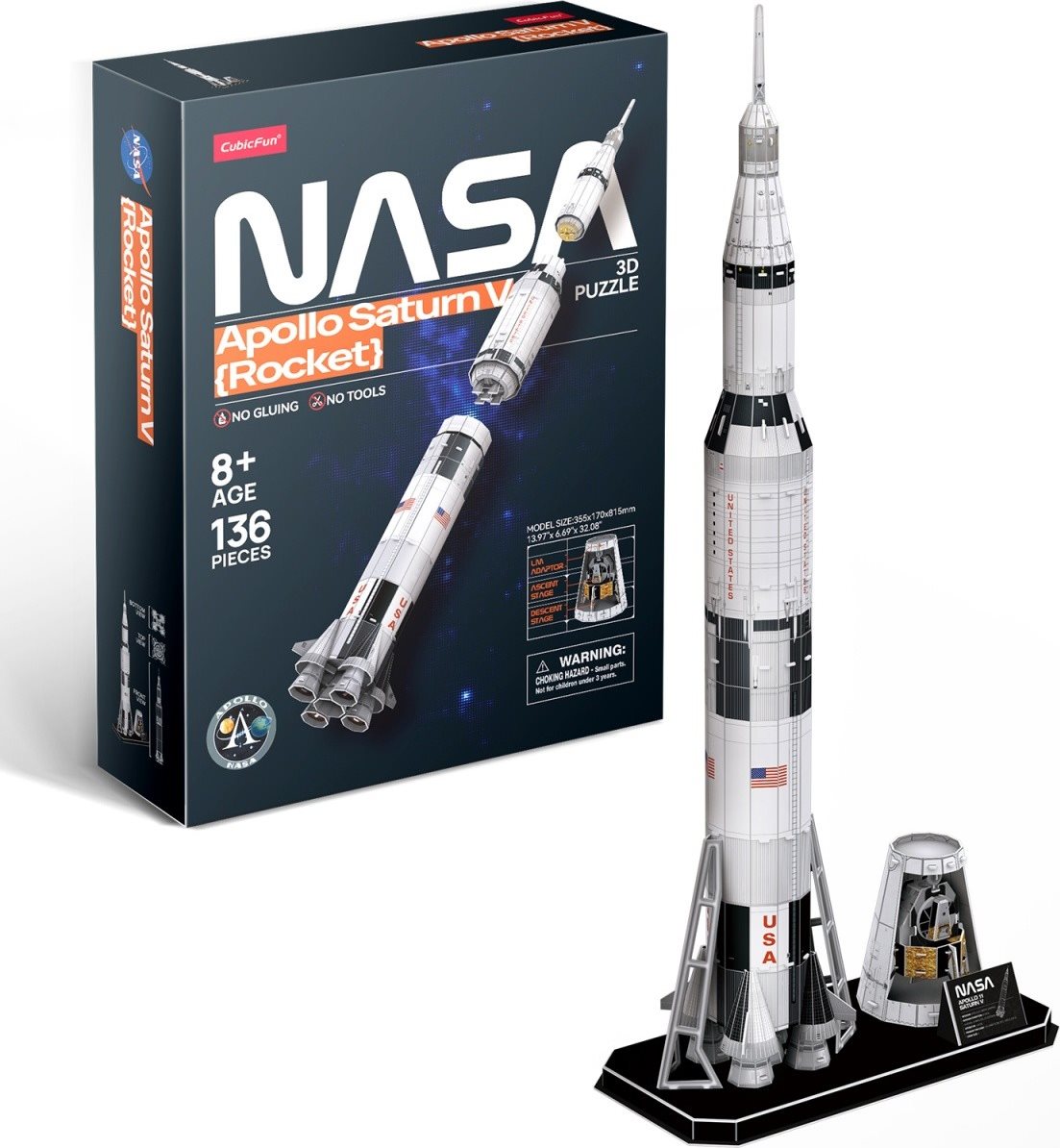 Puzzle 3D Apollo Saturn raketa