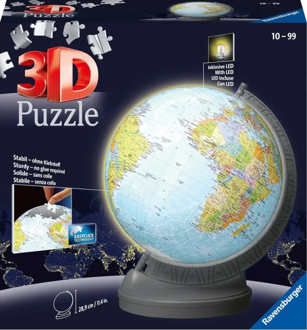 RAVENSBURGER 3D Puzzleball Svítící Globus (Zeměkoule) 548 dílků