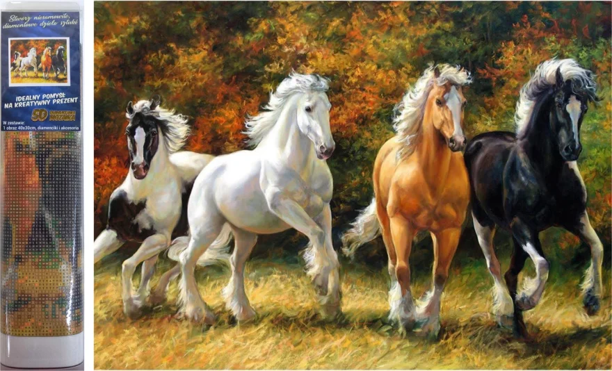 NORIMPEX Diamantové malování Cválající koně 40x30cm