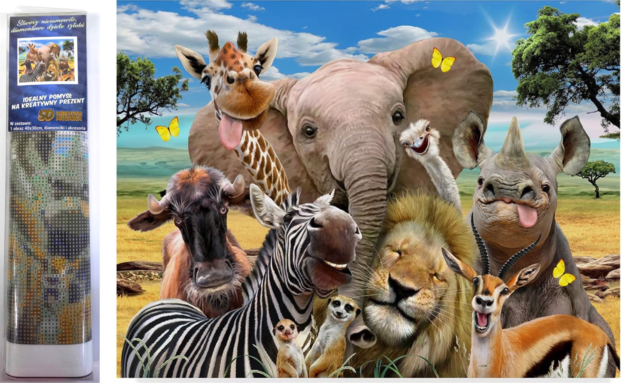 NORIMPEX Diamantové malování Safari selfie 40x30cm