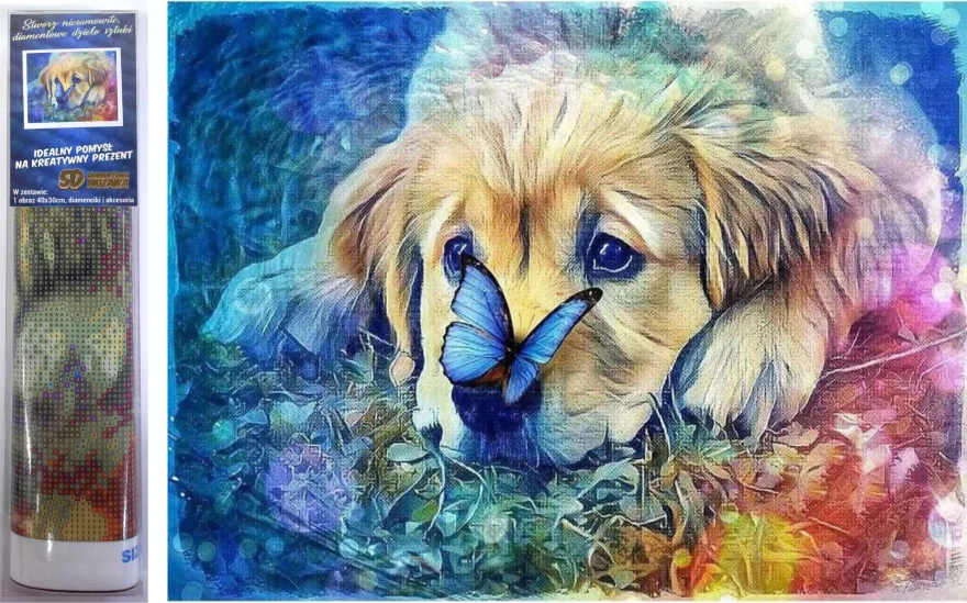 NORIMPEX Diamantové malování Pes s motýlem 40x30cm