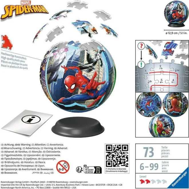 RAVENSBURGER 3D Puzzleball Spiderman 73 dílků
