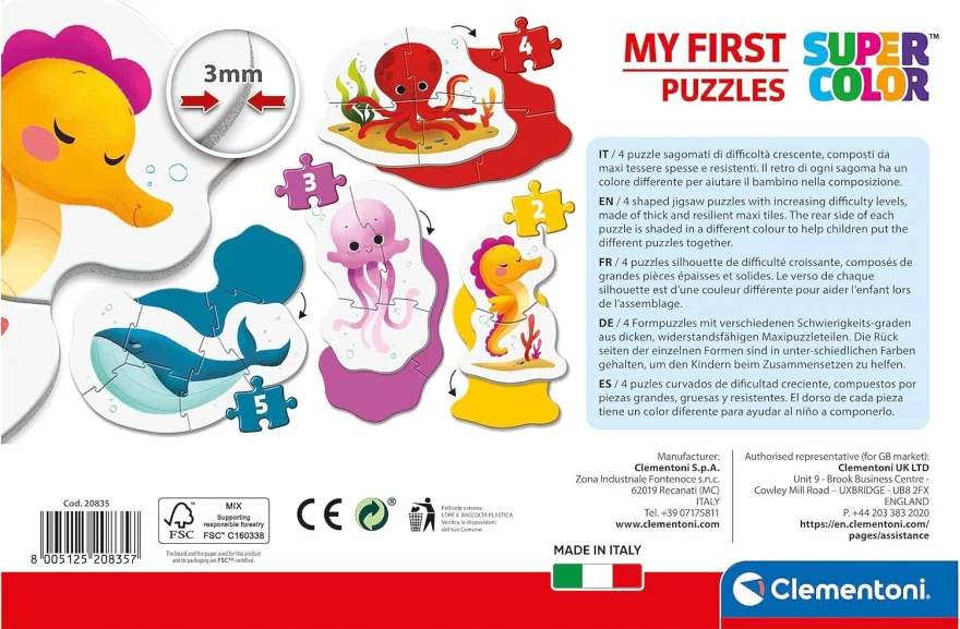 CLEMENTONI Moje první puzzle Mořští živočichové 4v1 (2,3,4,5 dílků)
