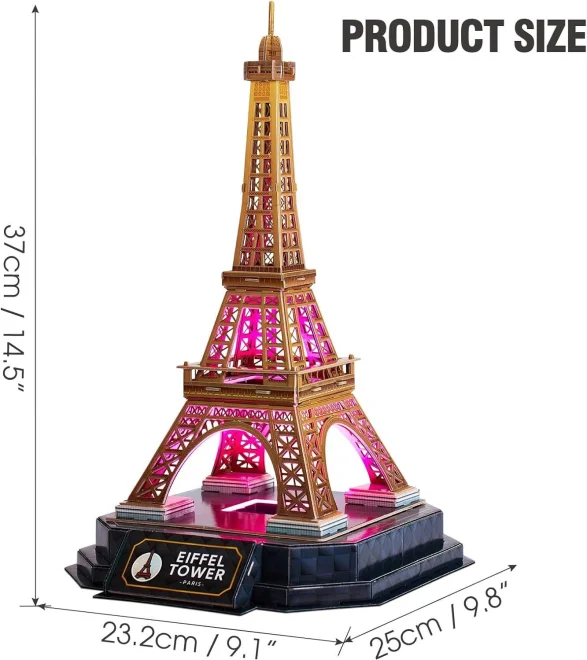 CUBICFUN Svítící 3D puzzle Noční edice: Eiffelova věž 51 dílků