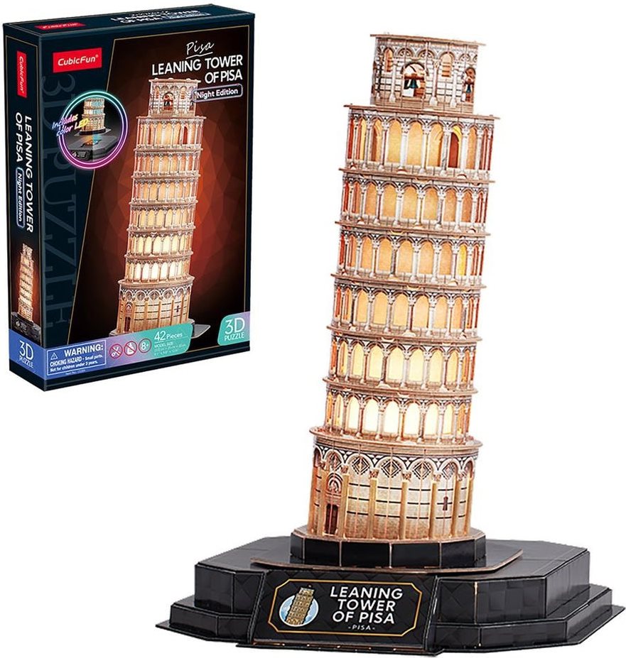 CUBICFUN Svítící 3D puzzle Noční edice: Šikmá věž v Pise 42 dílků