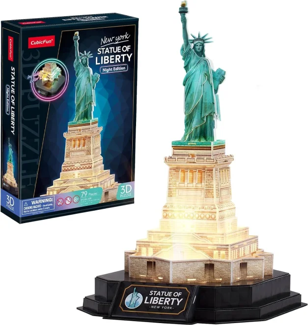 CUBICFUN Svítící 3D puzzle Noční edice: Socha Svobody 79 dílků