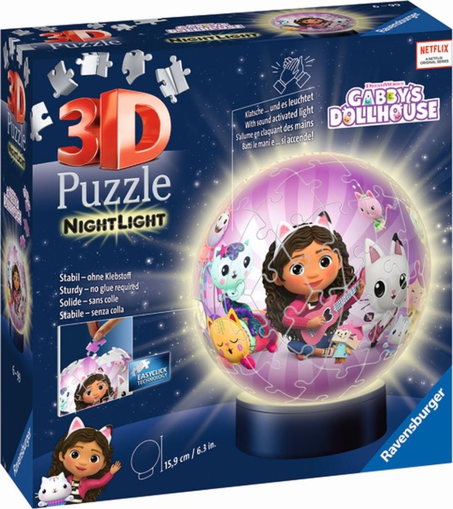 RAVENSBURGER 3D Svítící puzzleball Gábinin kouzelný domek 74 dílků