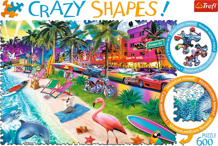 TREFL Crazy Shapes puzzle Pláž Miami 600 dílků