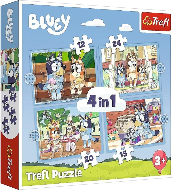 Trefl Puzzle Bluey a její svět 4v1 (12,15,20,24 dílků)