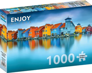 Puzzle Domky u vody, Groningen, Nizozemsko 1000 dílků