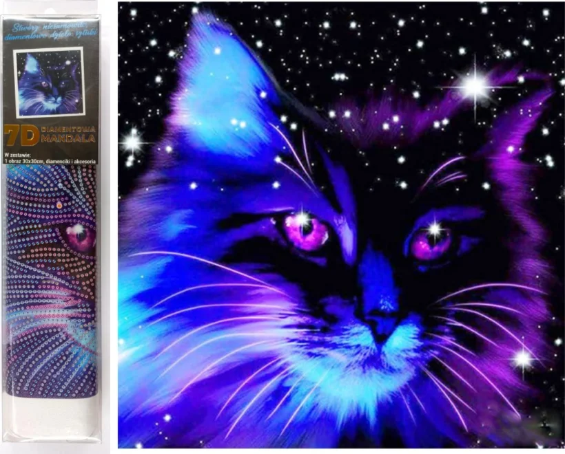 NORIMPEX Diamantové malování 7D Hvězdné kotě 30x30cm