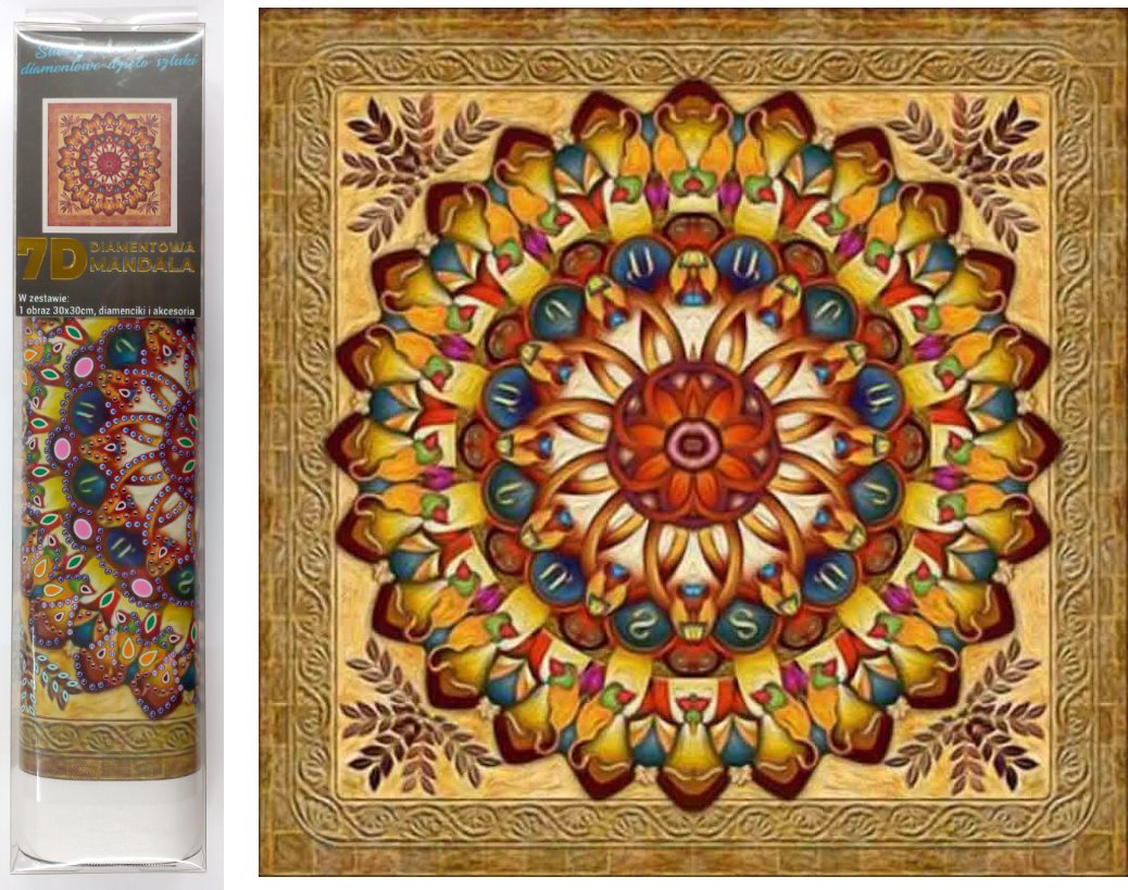 NORIMPEX Diamantové malování 7D Zlatá mandala 30x30cm