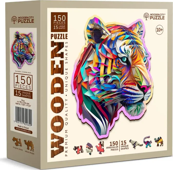 WOODEN CITY Dřevěné puzzle Barevný tygr 150 dílků