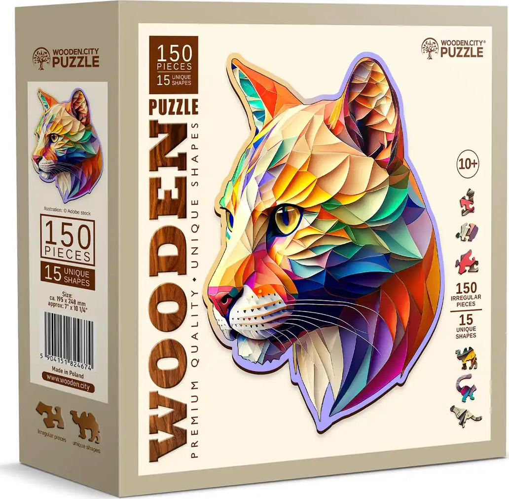 WOODEN CITY Dřevěné puzzle Barevná puma 150 dílků