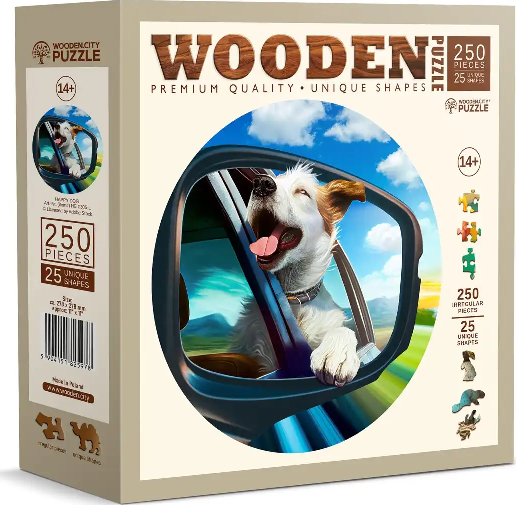 Wooden City Dřevěné puzzle Veselý pes 250 dílků