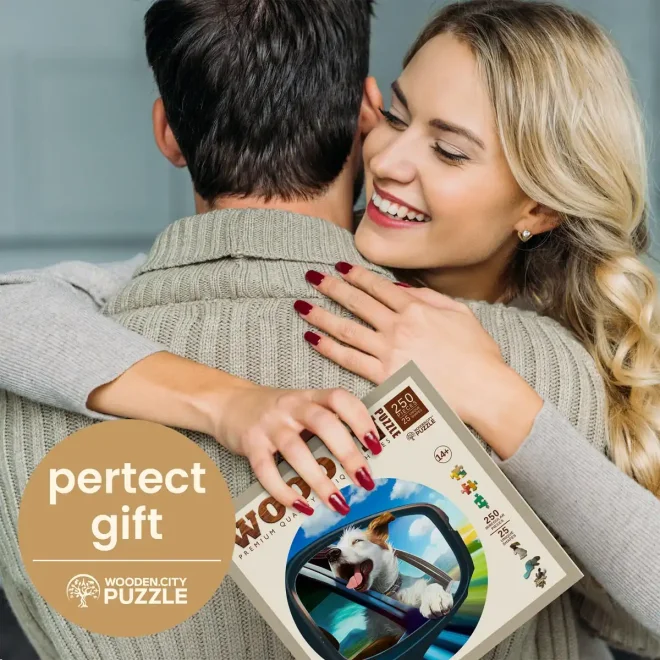 Wooden City Dřevěné puzzle Veselý pes 250 dílků