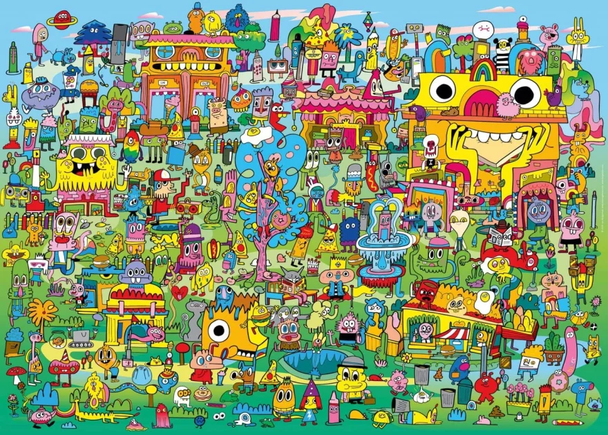Heye Puzzle Pens are my Friends: Doodle Village 1000 dílků