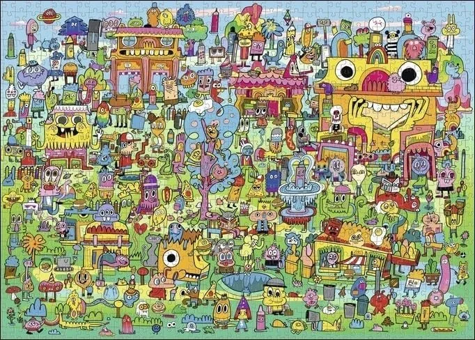 Heye Puzzle Pens are my Friends: Doodle Village 1000 dílků