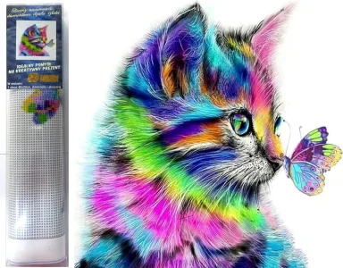 Diamantové malování Kotě s motýlem 40x30cm