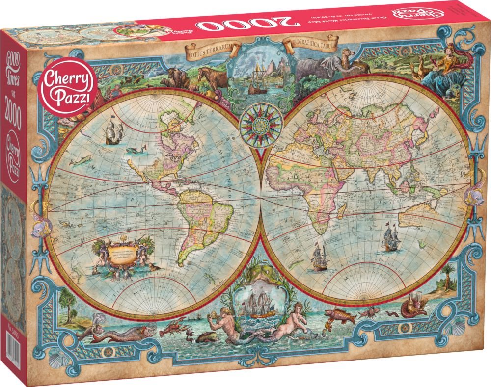CHERRY PAZZI Puzzle Mapa světa: Velké objevy 2000 dílků
