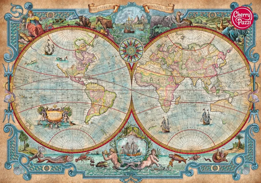 CHERRY PAZZI Puzzle Mapa světa: Velké objevy 2000 dílků