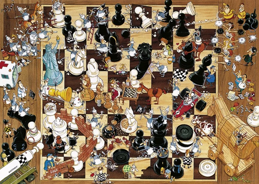 HEYE Puzzle Černá nebo bílá (Šachy) 1000 dílků
