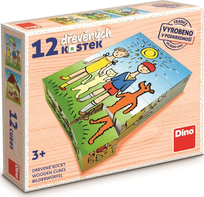 DINO Obrázkové kostky Pejsek a kočička, 12 kostek