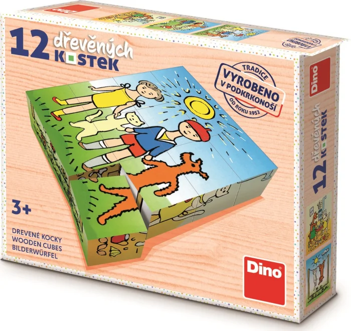 DINO Obrázkové kostky Pejsek a kočička, 12 kostek