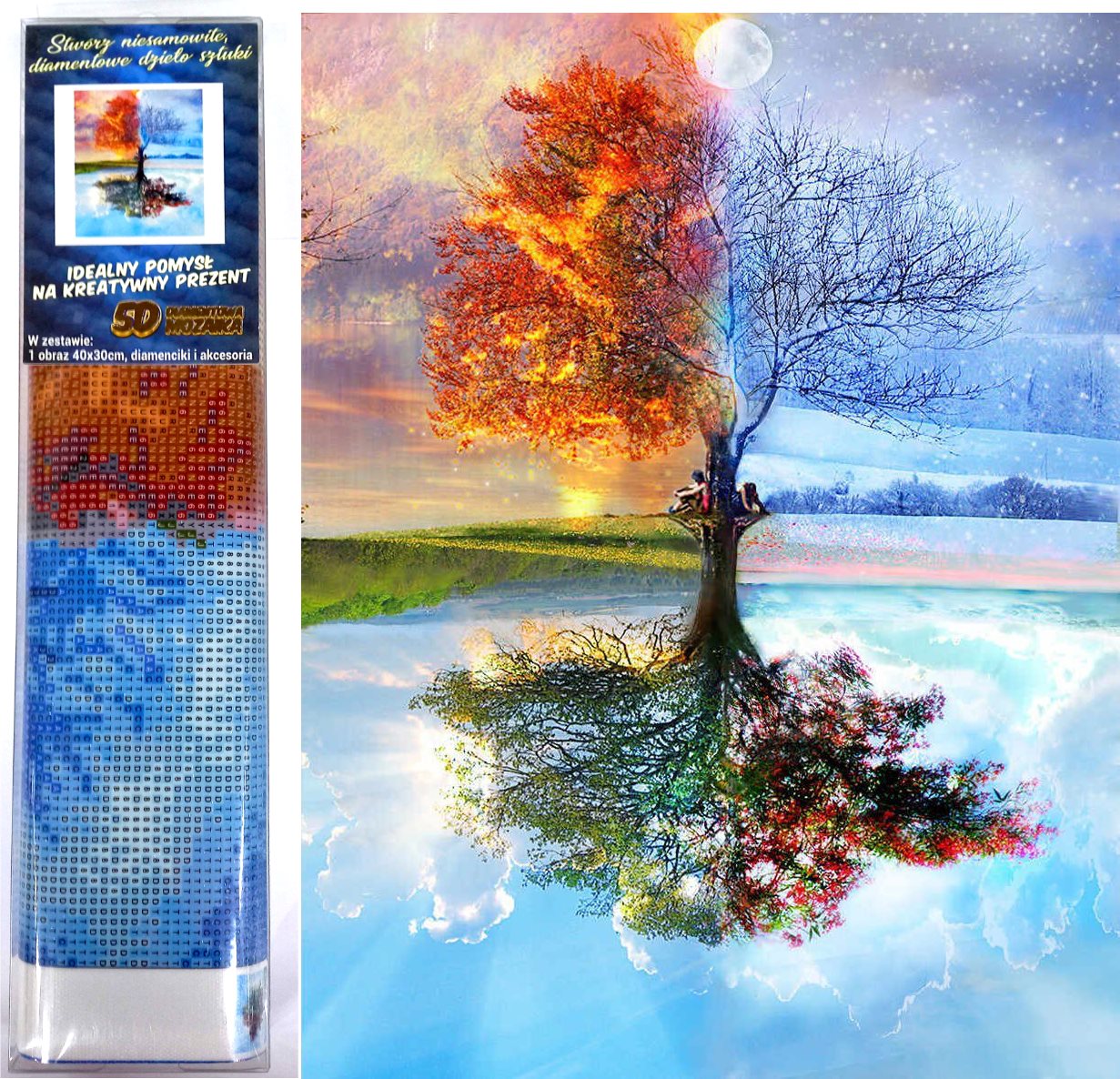 NORIMPEX Diamantové malování Strom ve čtyřech ročních obdobích 40x30cm