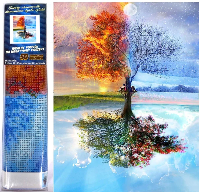 NORIMPEX Diamantové malování Strom ve čtyřech ročních obdobích 40x30cm