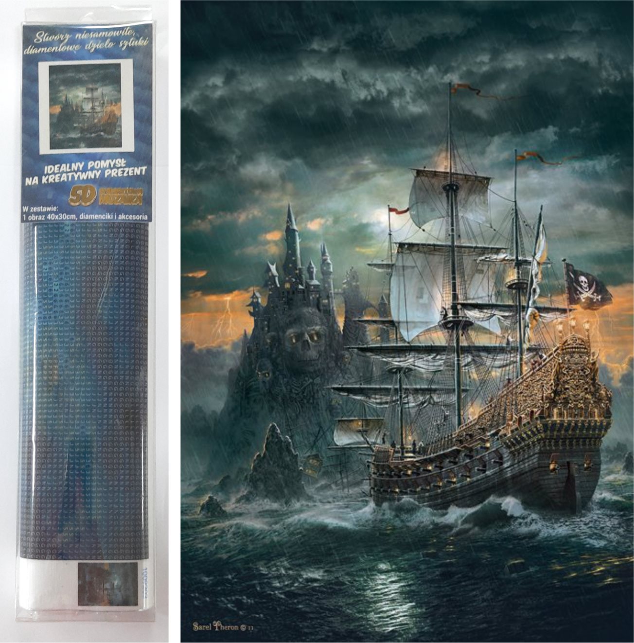 NORIMPEX Diamantové malování Pirátská loď 40x30cm