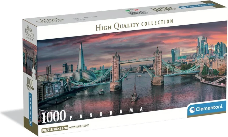 CLEMENTONI Panoramatické puzzle Přes řeku Temži 1000 dílků