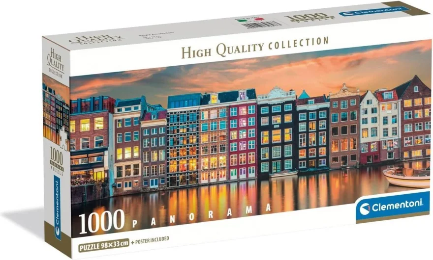 CLEMENTONI Panoramatické puzzle Zářivý Amsterdam 1000 dílků