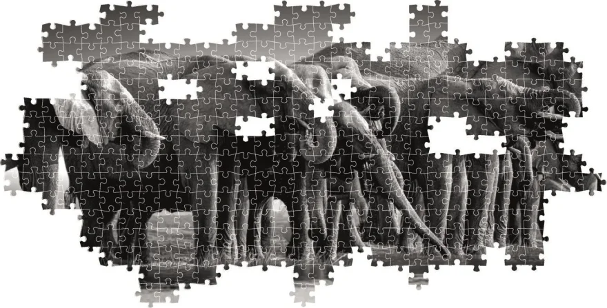 CLEMENTONI Panoramatické puzzle Stádo slonů 1000 dílků