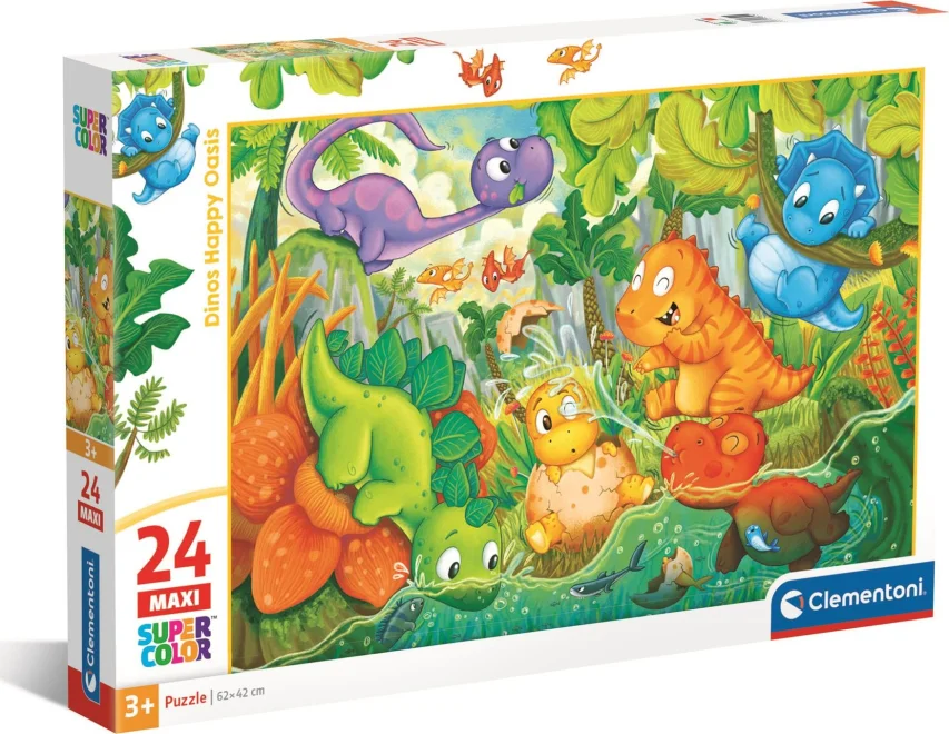 CLEMENTONI Puzzle Šťastná oáza dinosaurů MAXI 24 dílků
