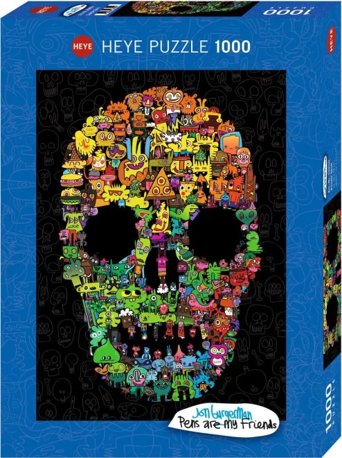 Heye Puzzle Pens are my Friends: Doodle Skull 1000 dílků