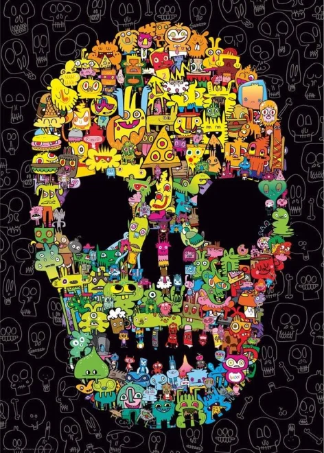 Heye Puzzle Pens are my Friends: Doodle Skull 1000 dílků