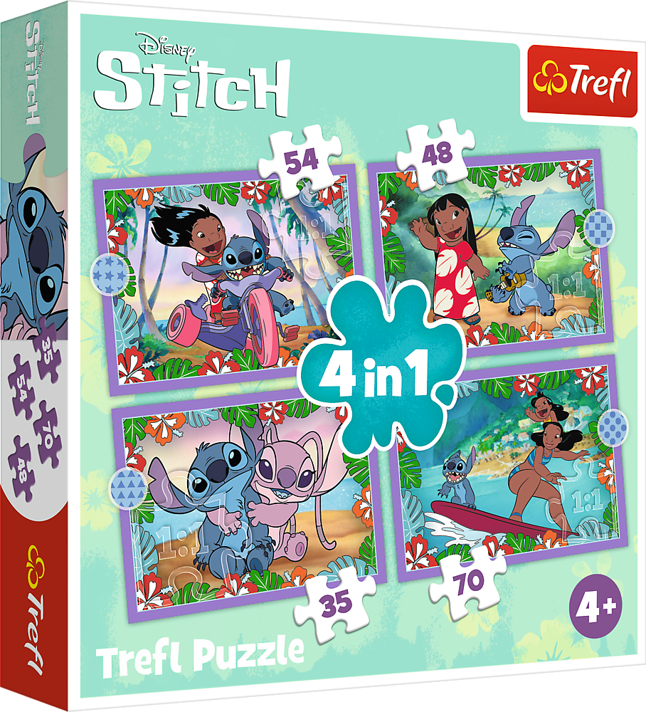 TREFL Puzzle Lilo&Stitch: Bláznivý den 4v1 (35,48,54,70 dílků)