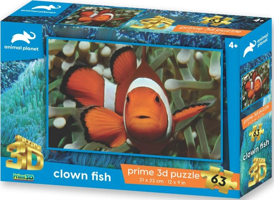 Puzzle s 3D efektem Prime 3D 63 dílků Animal Planet: Klaun očkatý