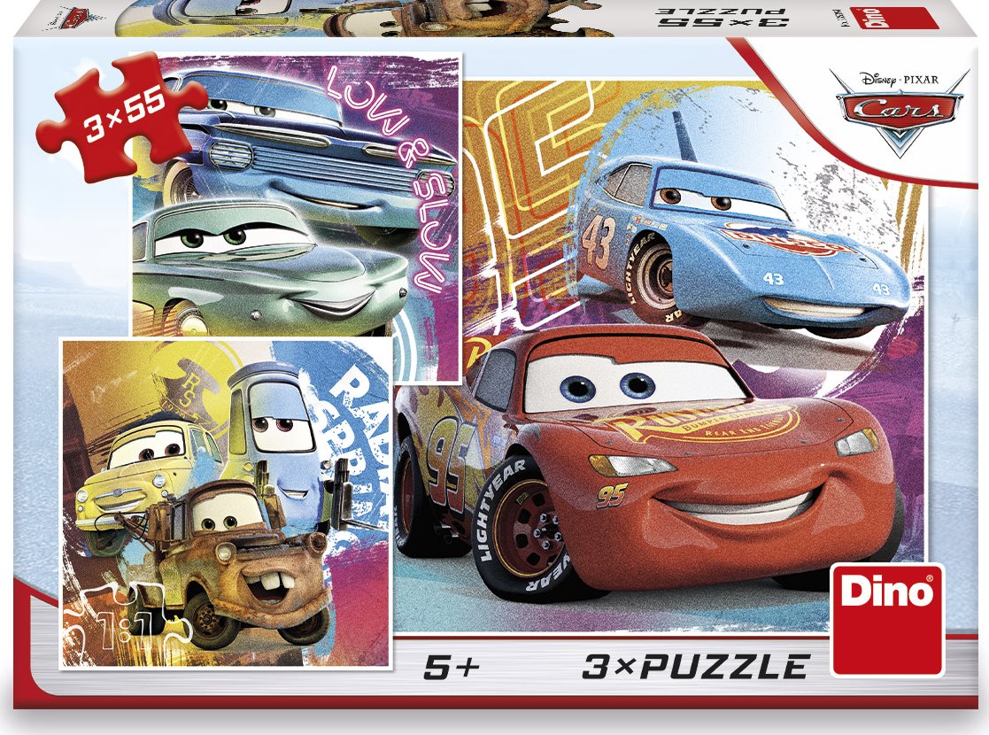 Dino Puzzle Cars: kamarádi 3x55 dílků