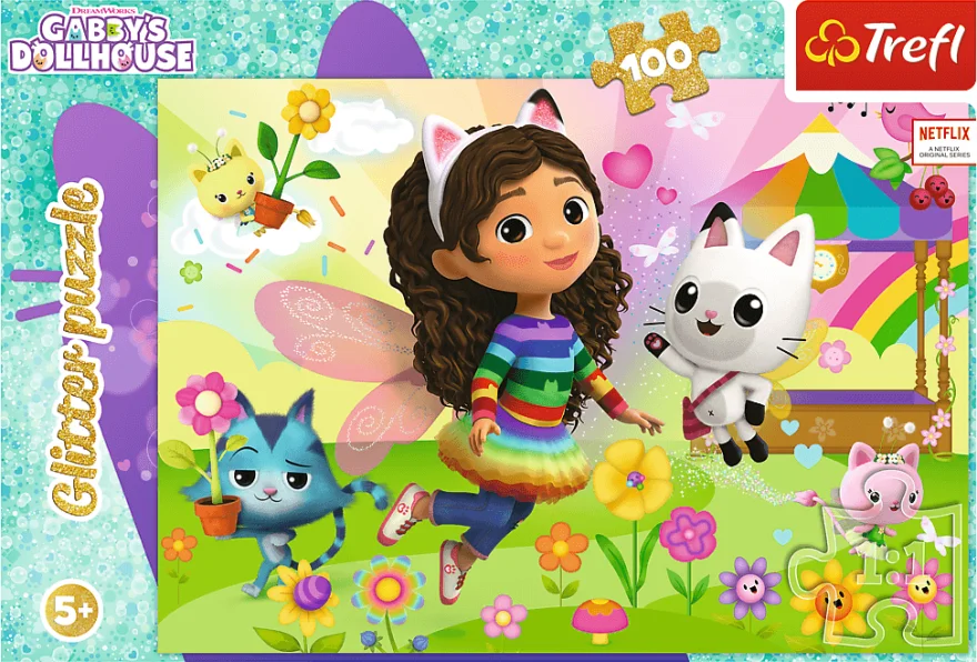 Trefl Třpytivé puzzle Gábinin kouzelný domek 100 dílků