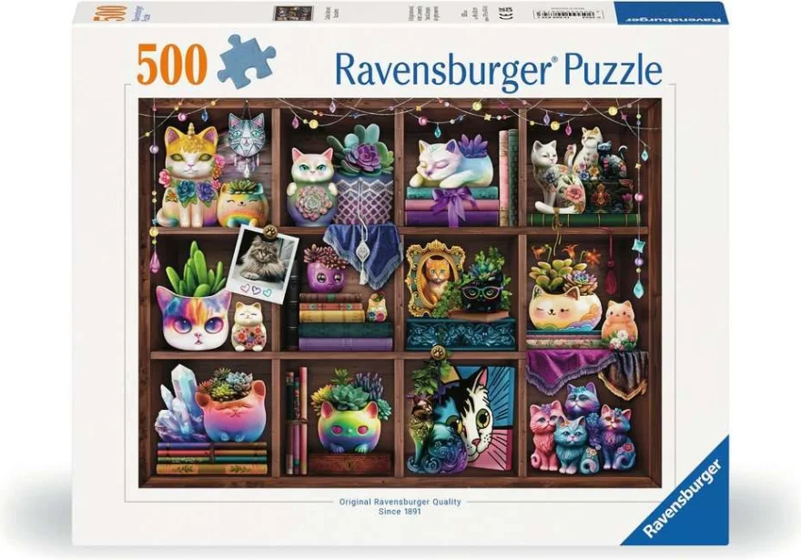RAVENSBURGER Puzzle Kočky a sukulenty 500 dílků